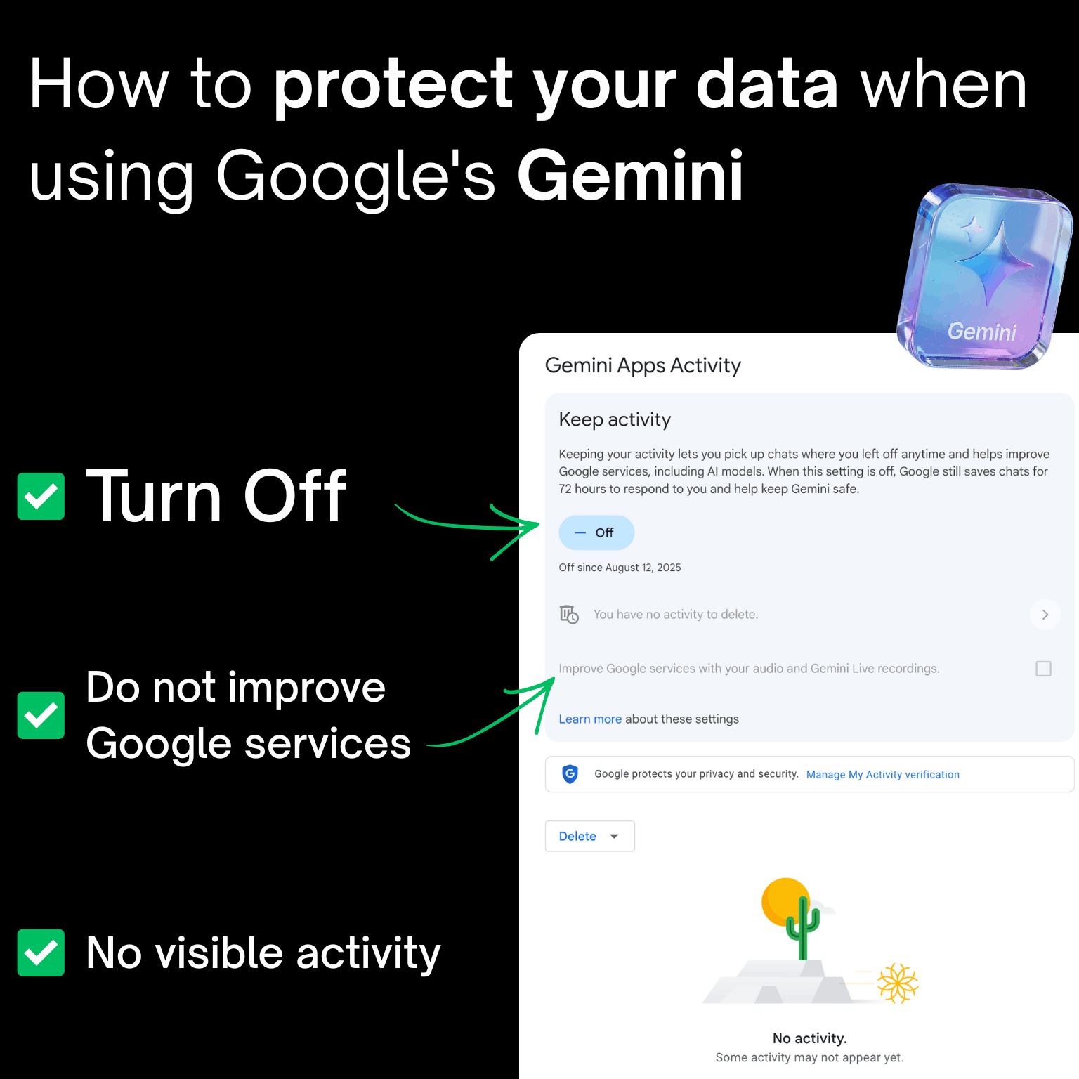 Step by step opt out of training - Gemini