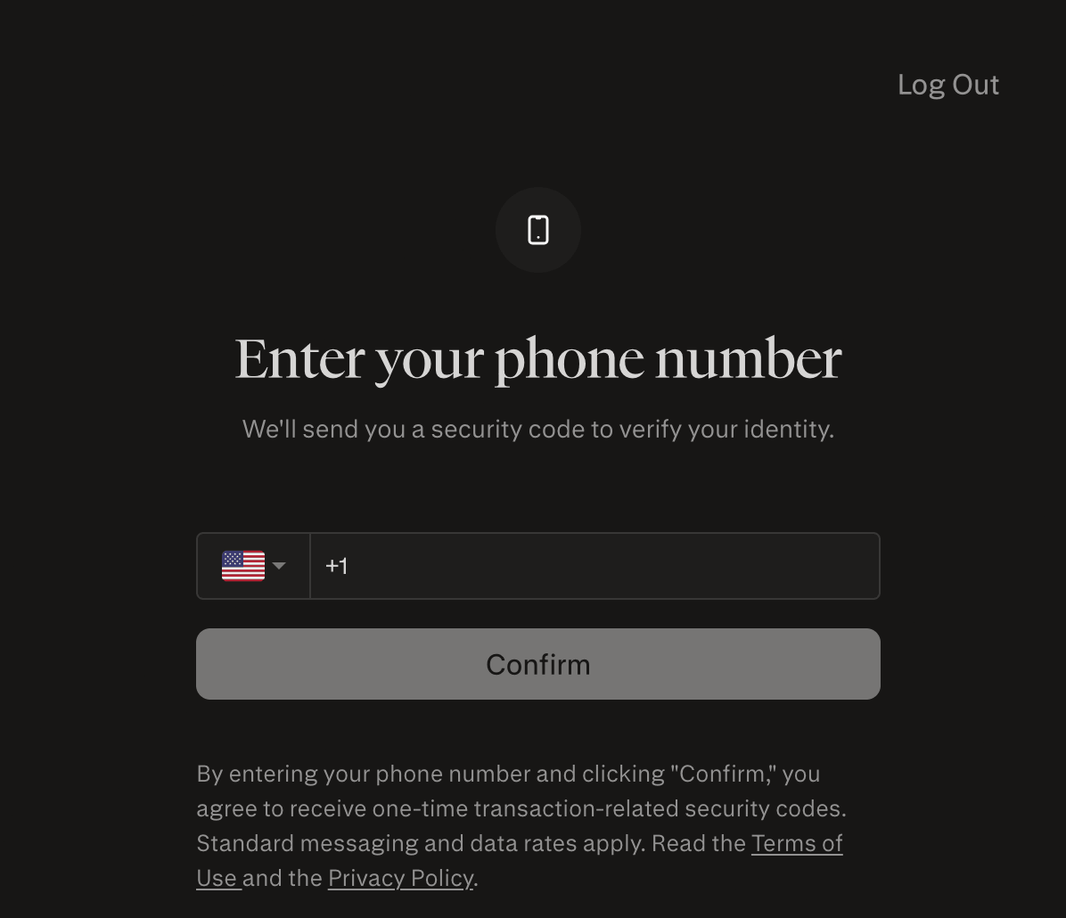The dialog that appears when opening Perplexity. It says to enter the phone number to be able to continue.